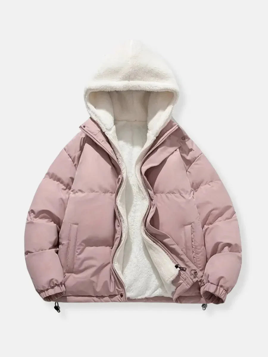 Women's puffer jacket with hood and soft lining