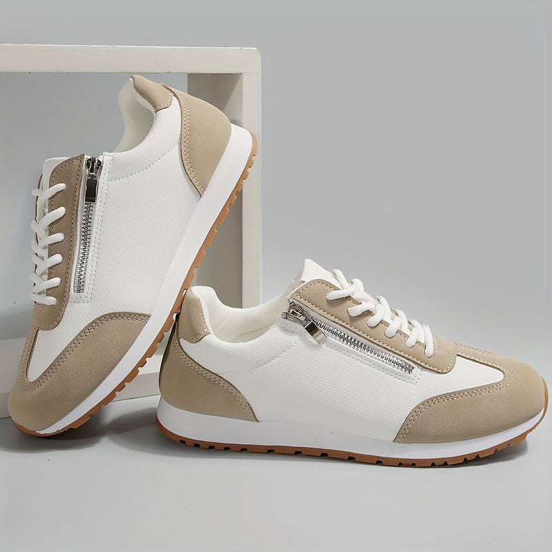 Women's retro lace-up sneakers with side zip detail