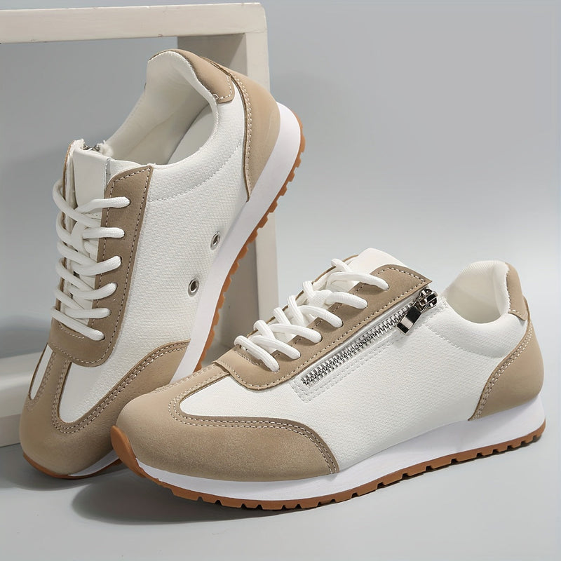 Women's retro lace-up sneakers with side zip detail