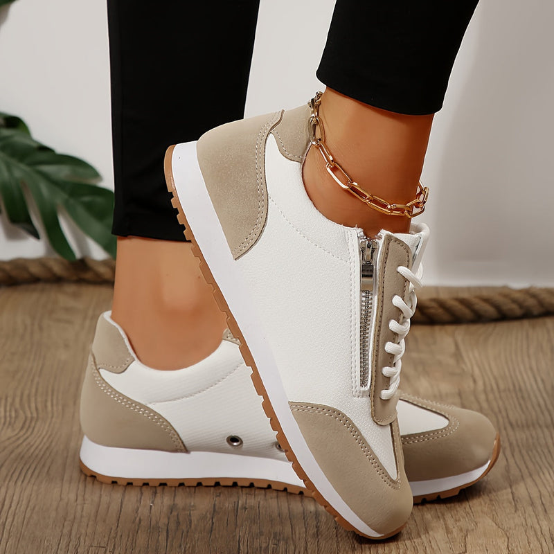 Women's retro lace-up sneakers with side zip detail