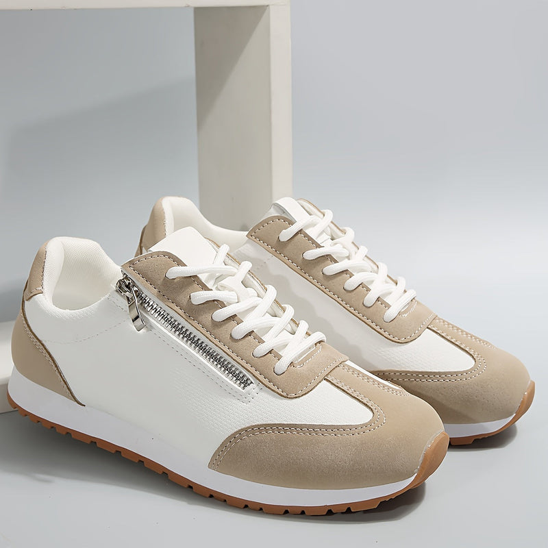 Women's retro lace-up sneakers with side zip detail