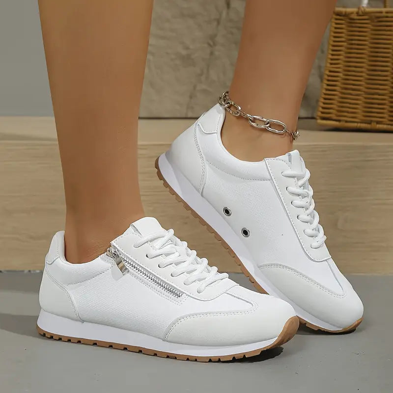 Women's retro lace-up sneakers with side zip detail