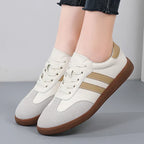 Women's retro stripe low-top sneakers with gum sole
