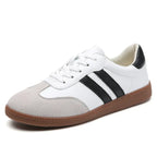 Women's retro stripe low-top sneakers with gum sole