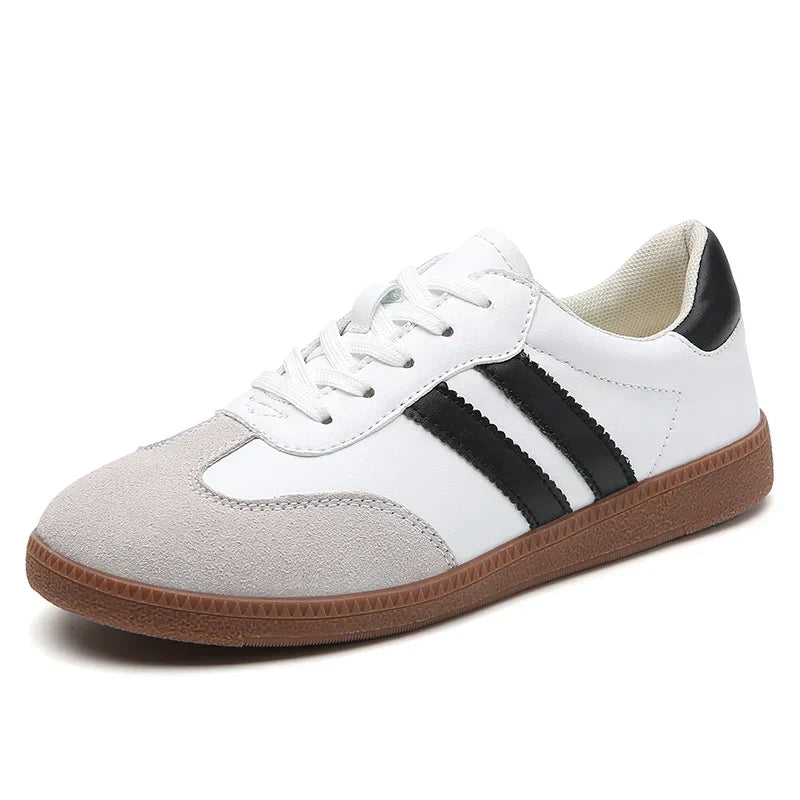 Women's retro stripe low-top sneakers with gum sole