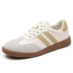 Women's retro stripe low-top sneakers with gum sole