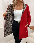Women's reversible coat with leopard print
