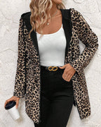 Women's reversible coat with leopard print