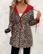 Women's reversible coat with leopard print