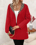 Women's reversible coat with leopard print