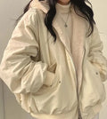 Women's reversible winter jacket with faux-fur interior