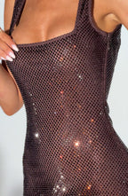 Women's rhinestone embellished square neck mini cocktail dress