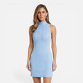 Women's ribbed knit sleeveless mini cocktail dress