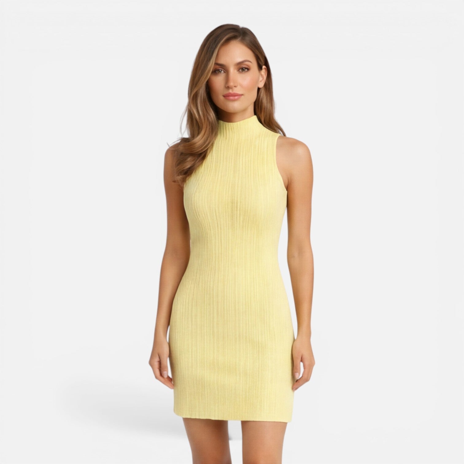 Women's ribbed knit sleeveless mini cocktail dress