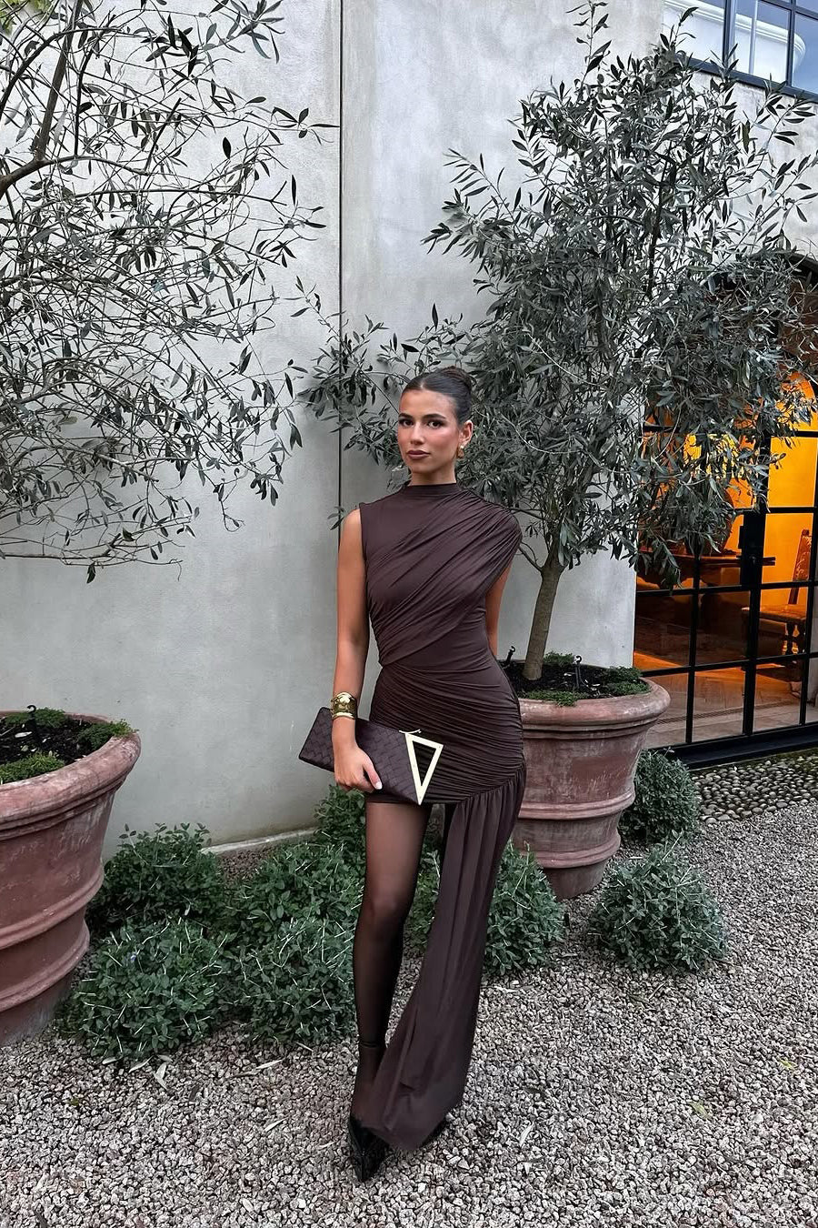 Women's ruched mini cocktail dress
