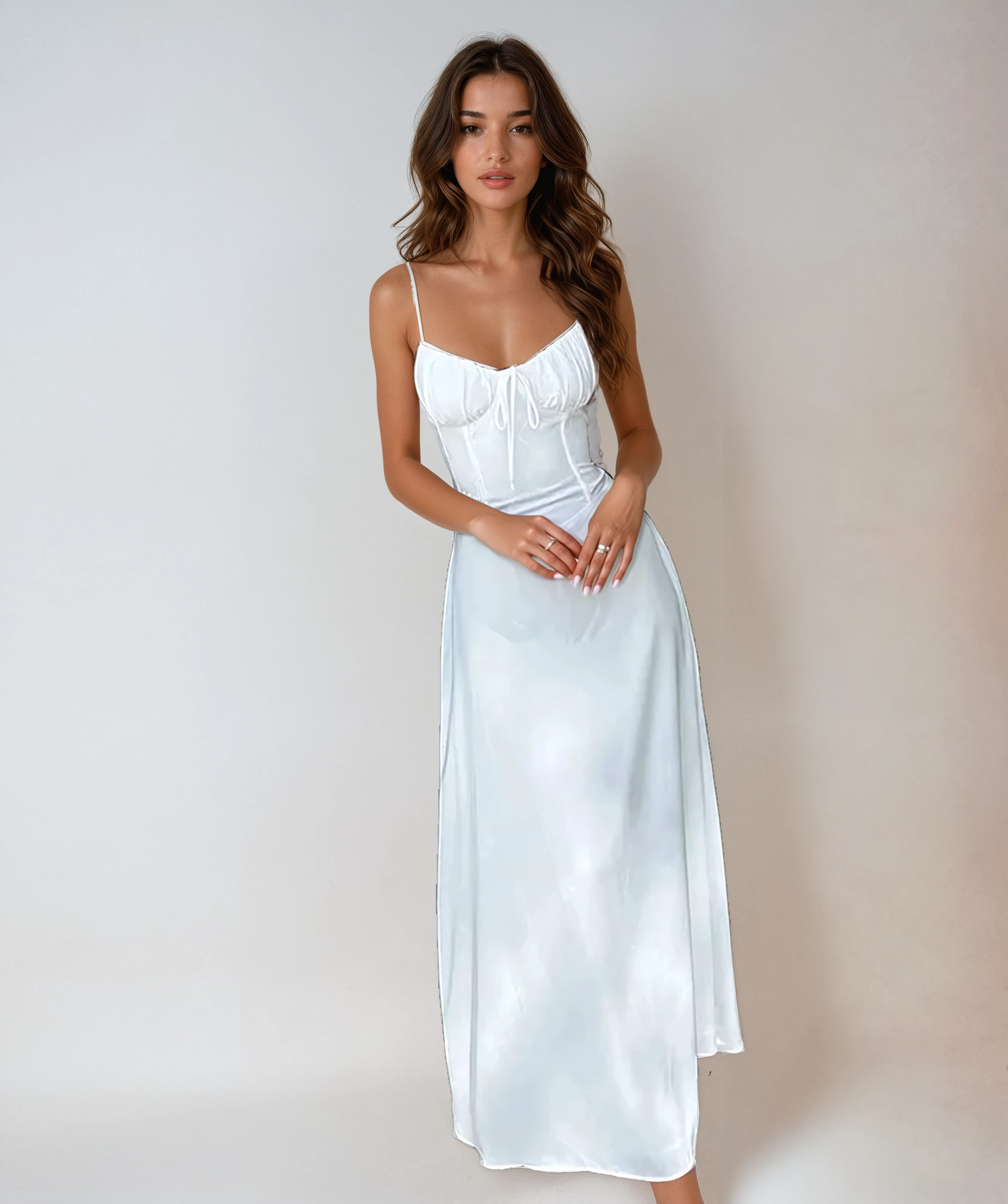 Women's ruched corset maxi wedding guest dress
