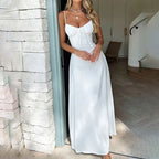 Women's ruched corset maxi wedding guest dress