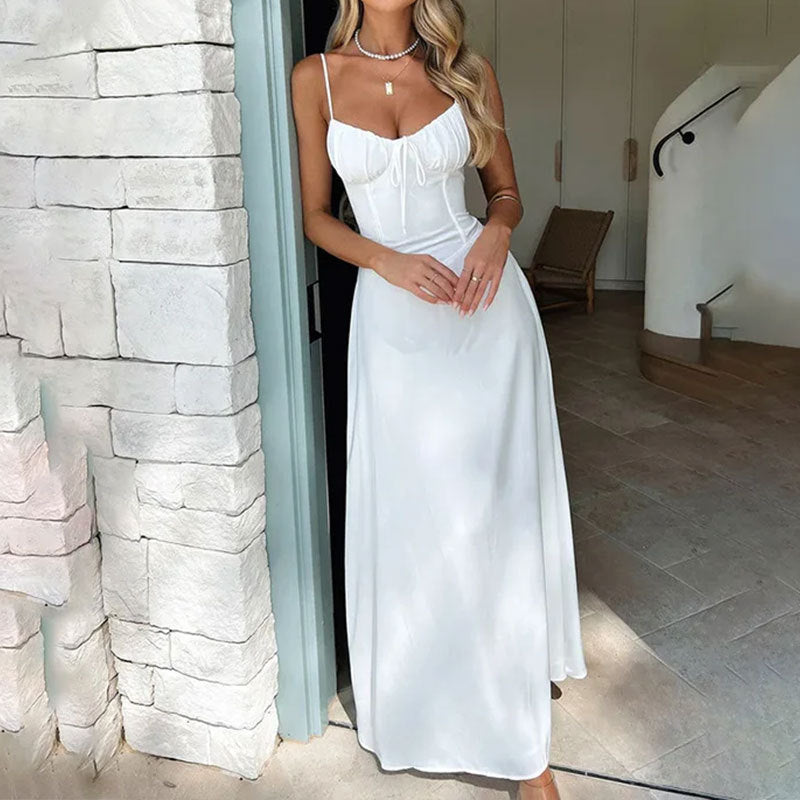 Women's ruched corset maxi wedding guest dress