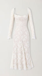 Women's ruched lace maxi wedding guest dress