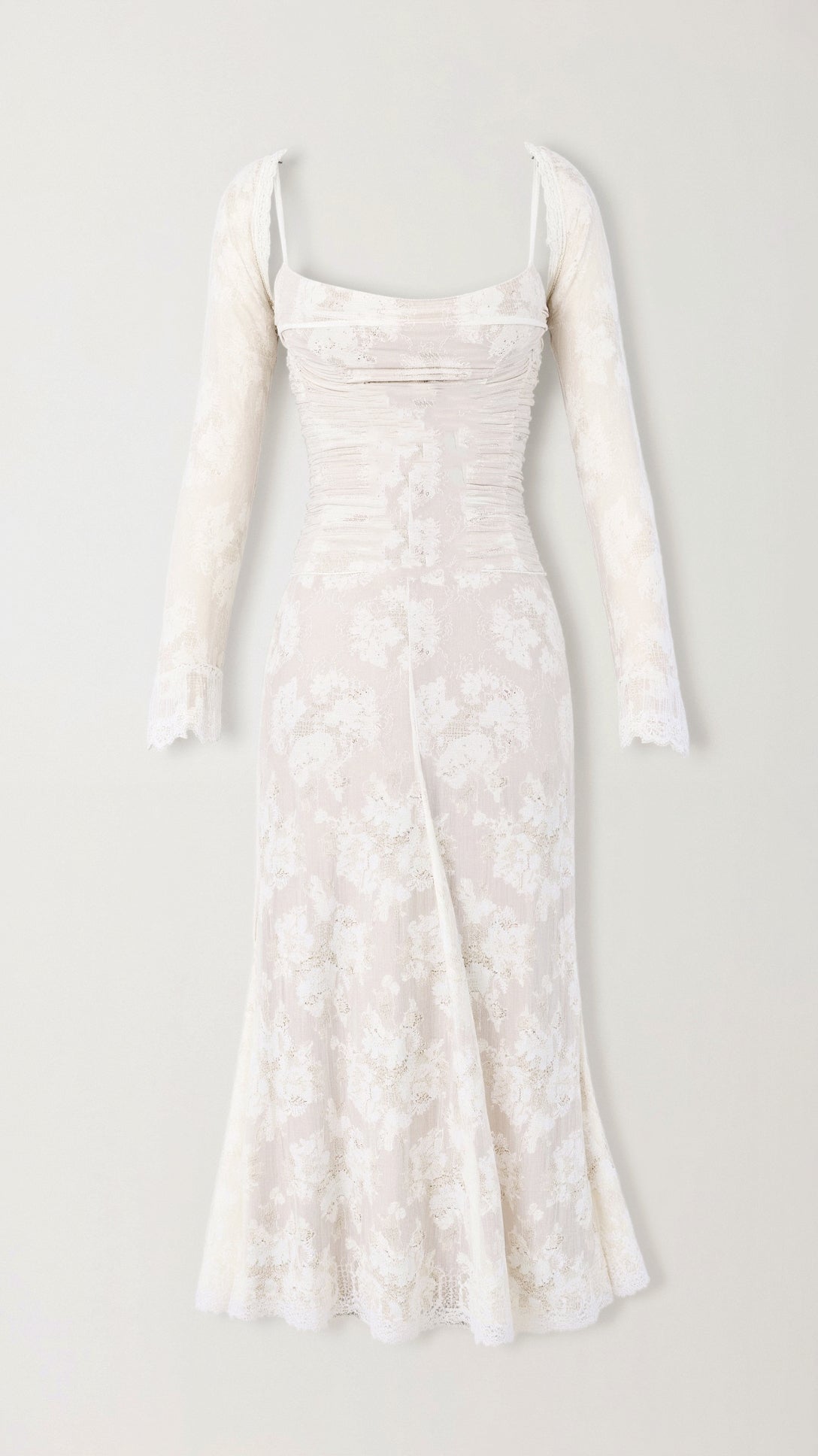 Women's ruched lace maxi wedding guest dress