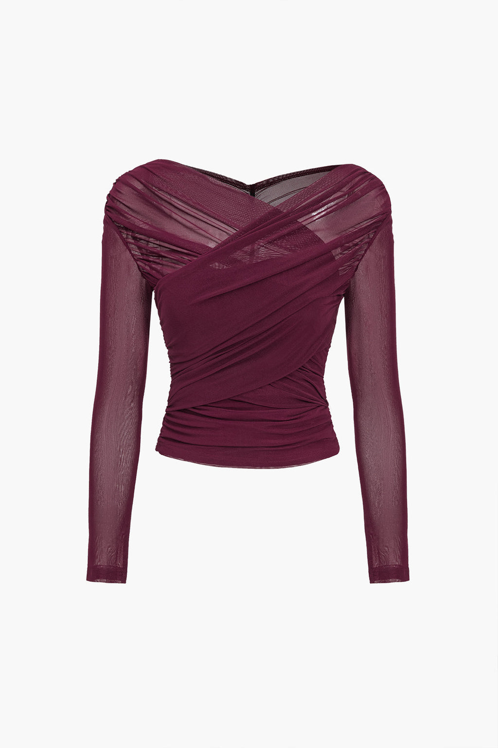 Women's ruched long sleeve crop top