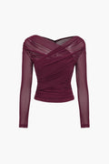 Women's ruched long sleeve crop top