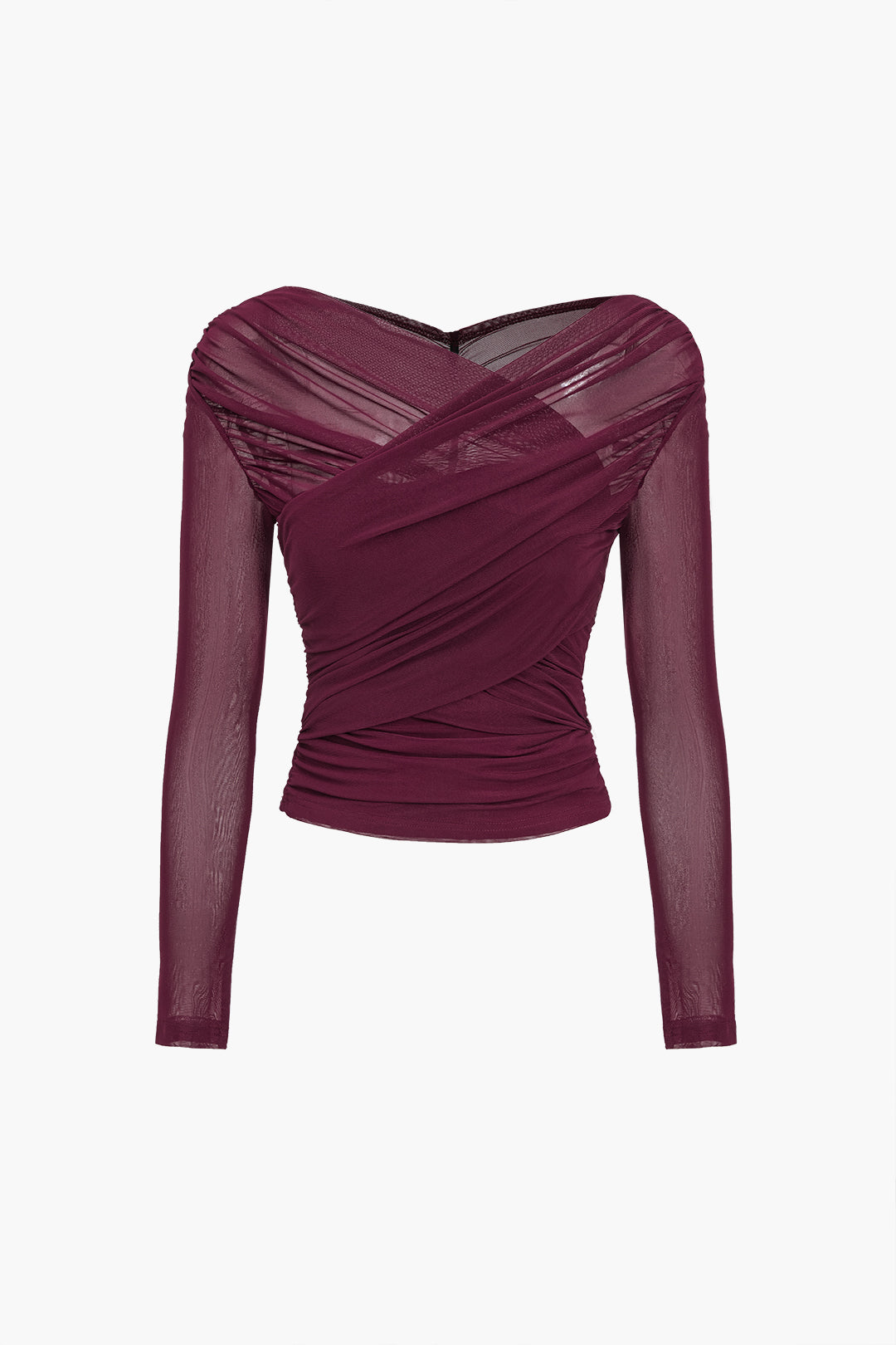 Women's ruched long sleeve crop top