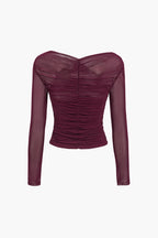 Women's ruched long sleeve crop top