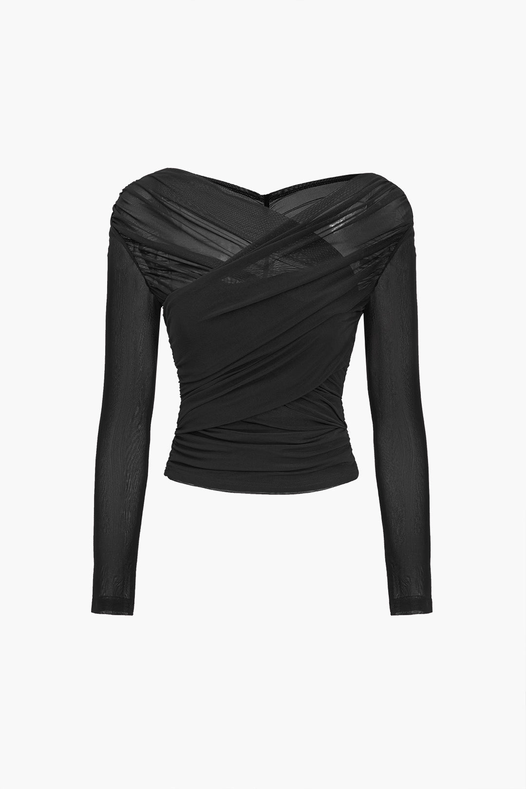 Women's ruched long sleeve crop top