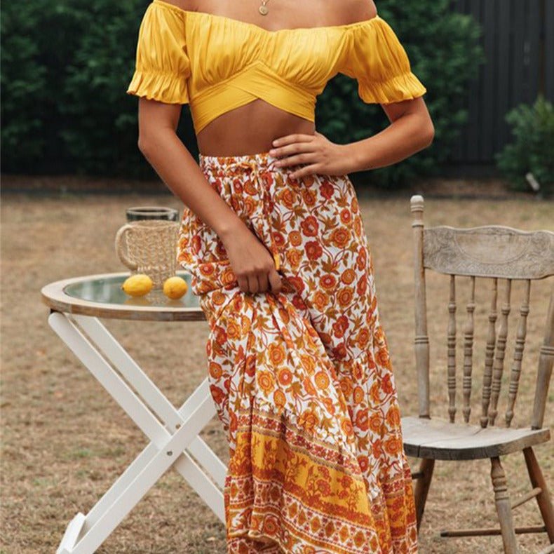 Women's ruched puff sleeve open-back crop top
