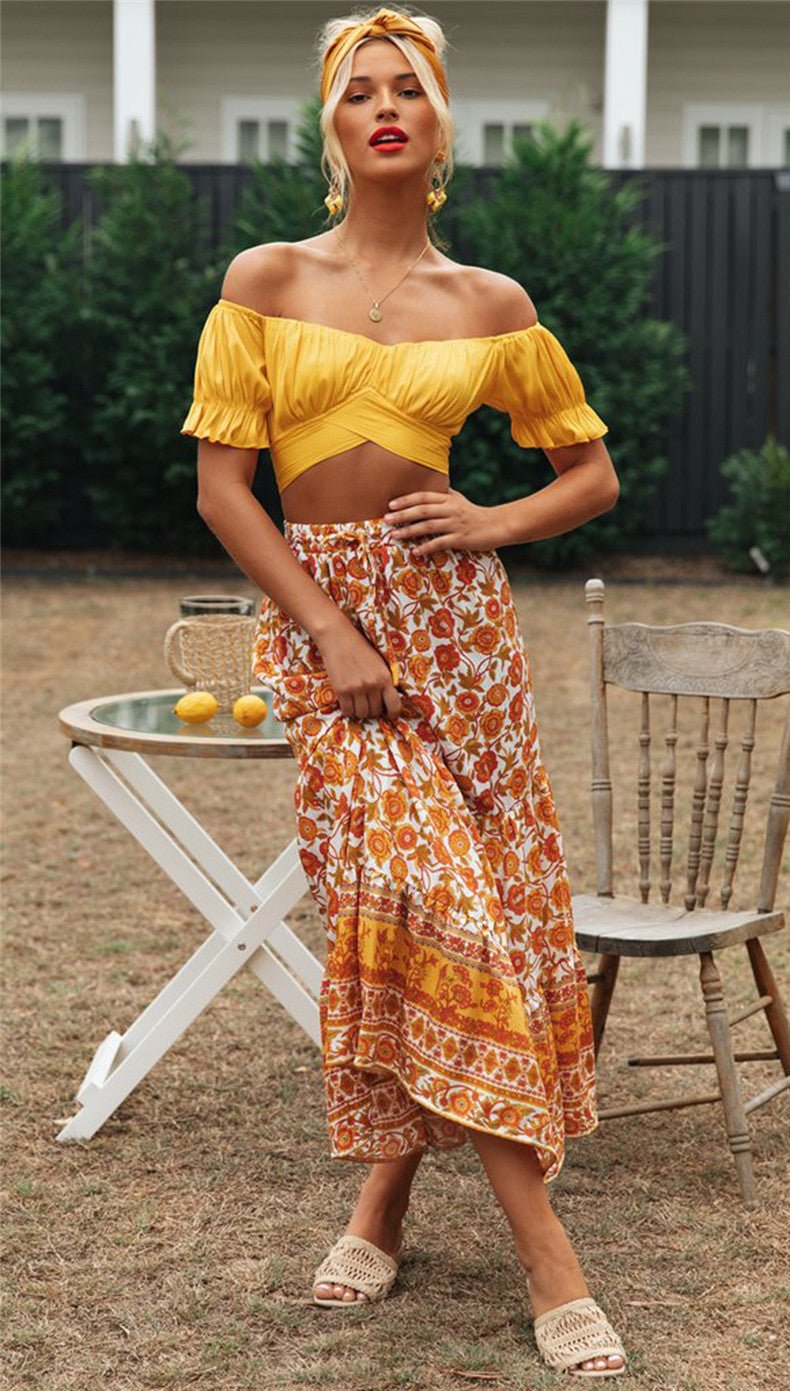 Women's ruched puff sleeve open-back crop top