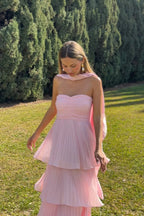 Women's ruched sweetheart maxi wedding guest dress