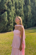 Women's ruched sweetheart maxi wedding guest dress