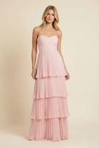Women's ruched sweetheart maxi wedding guest dress
