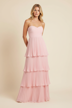 Women's ruched sweetheart maxi wedding guest dress