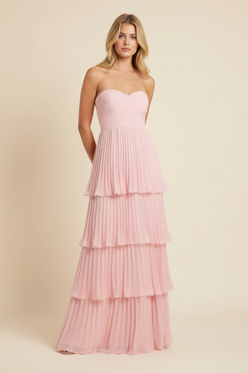 Women's ruched sweetheart maxi wedding guest dress