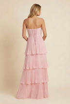 Women's ruched sweetheart maxi wedding guest dress