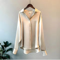 Women's satin long sleeve blouse with button front
