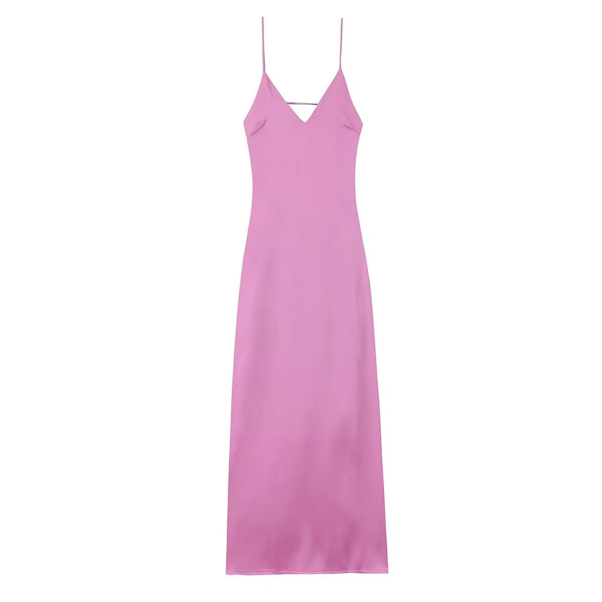 Women's satin open-back maxi evening dress
