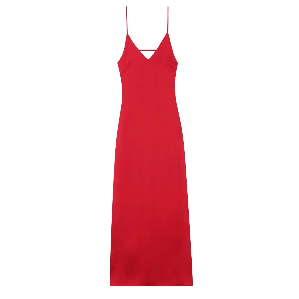 Women's satin open-back maxi evening dress