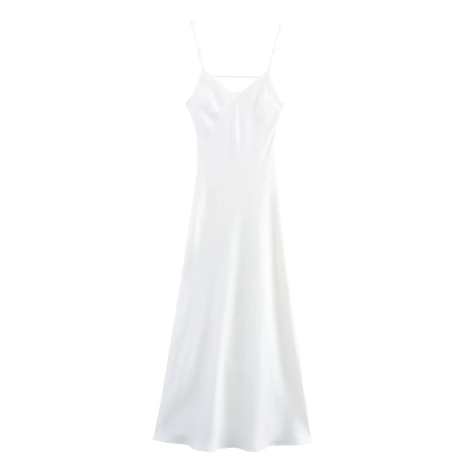 Women's satin open-back maxi evening dress