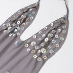 Women's sequin mini cocktail dress with halter neck