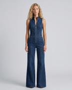 Women's sleeveless flared jumpsuit