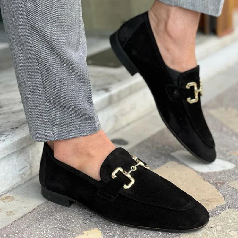 Men's slip-on loafers with metal detail