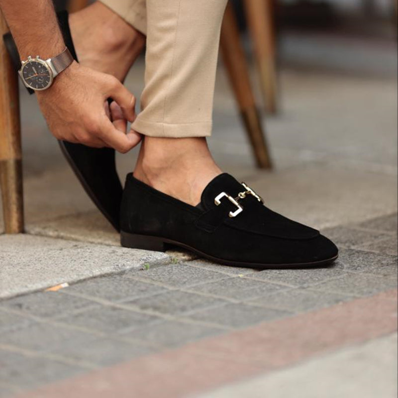 Men's slip-on loafers with metal detail