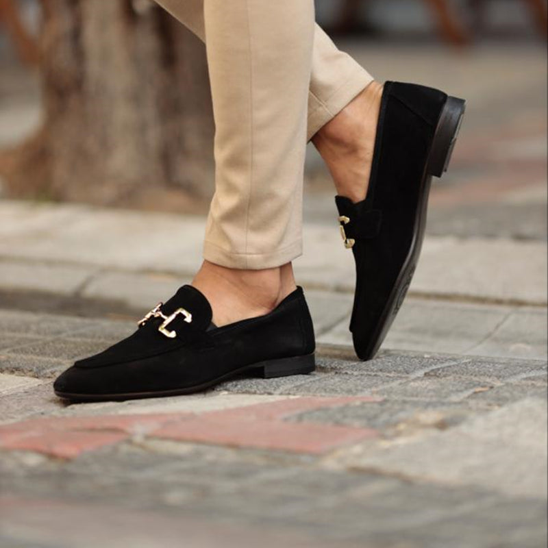 Men's slip-on loafers with metal detail