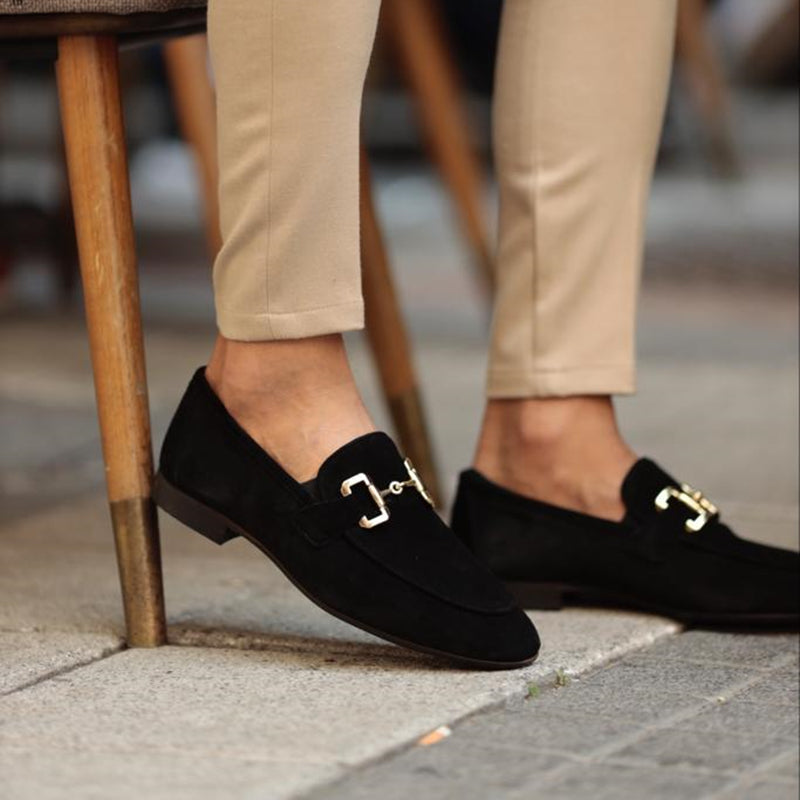 Men's slip-on loafers with metal detail