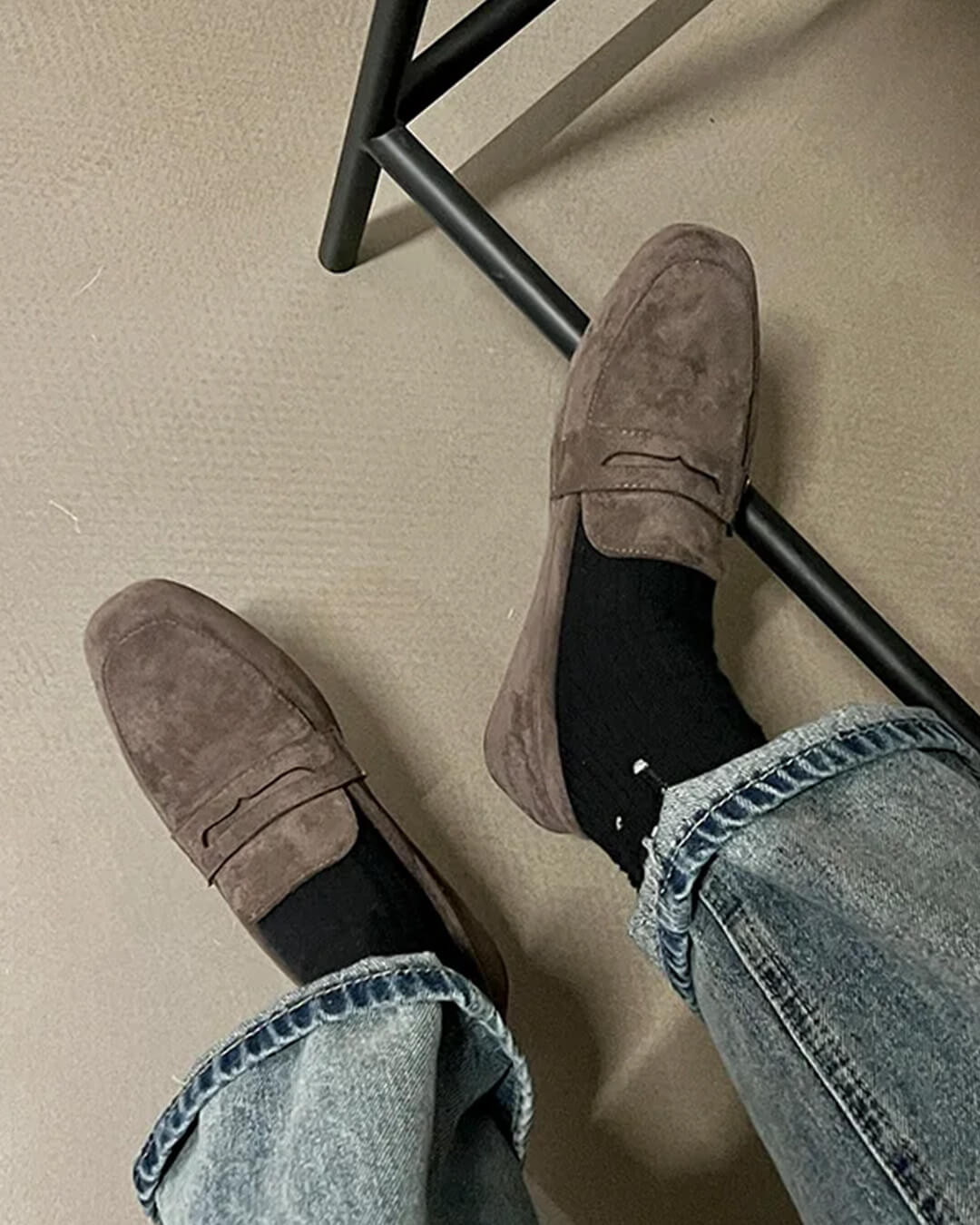 Women's slip-on penny loafers with rounded toe