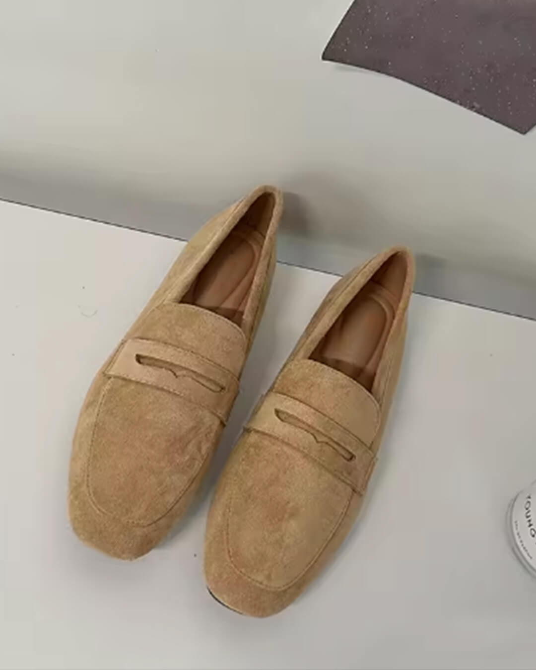 Women's slip-on penny loafers with rounded toe