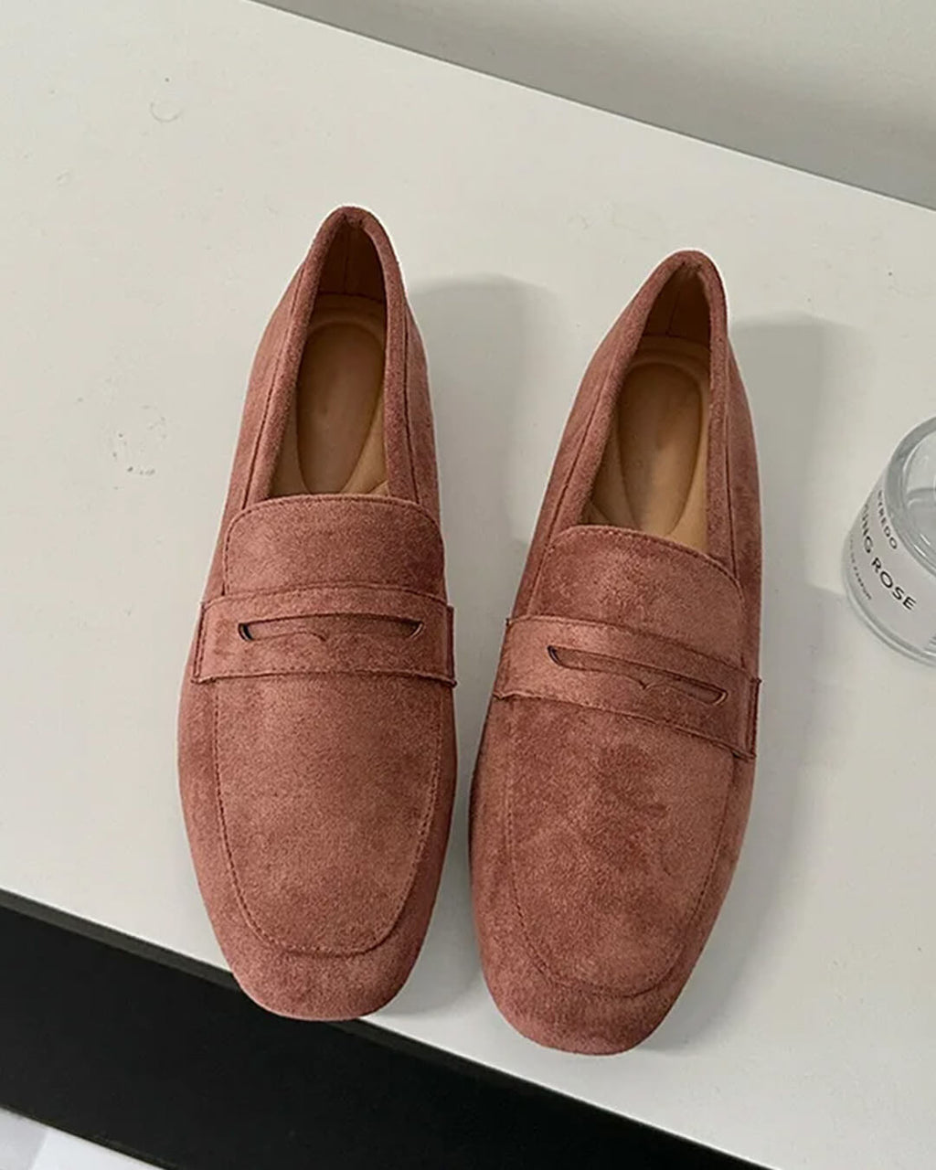 Women's slip-on penny loafers with rounded toe